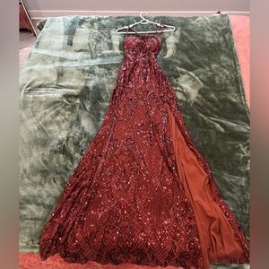 Formal High Slit Sequin Dress